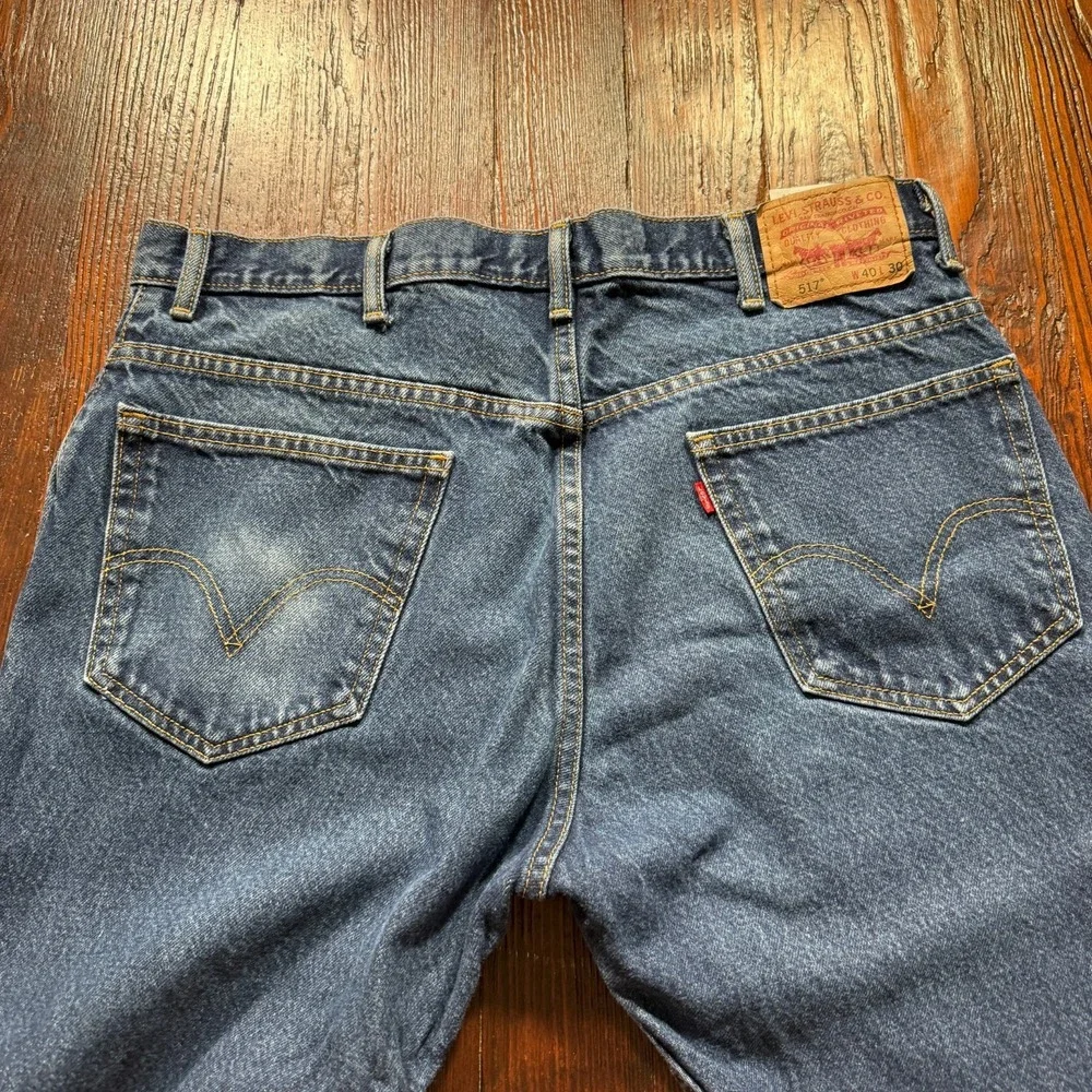 Vintage Levis 517 Jeans Mens 40x30 Blue Bootcut Fade Whiskers Cowboy Western Y2K